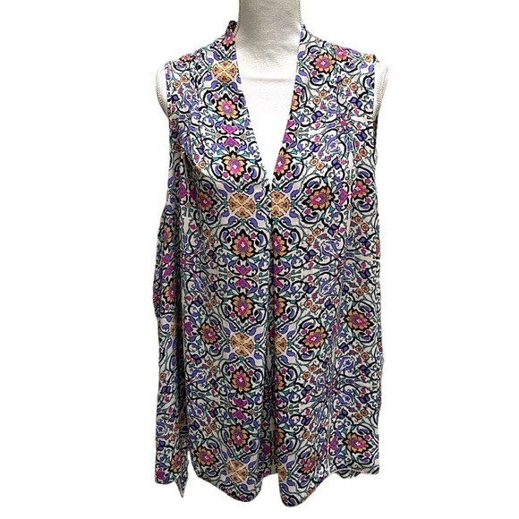 Spense Woman Sleeveless‎ Tunic Pink & Purple Mixed Media Top - Picture 5 of 8